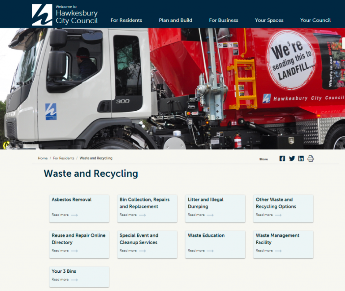 Hawkesbury website revamp for easier access of waste information